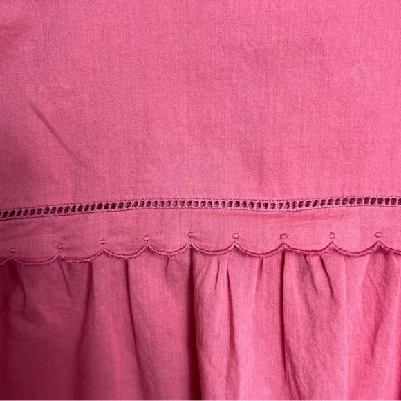 Sezane Blouse Ruffle Pink Rose Rodeo Boho Button Down Eyelet Lace Western Paris - Picture 7 of 15